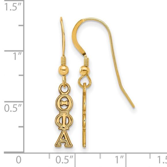 14K Plated Silver Theta Phi Alpha XS Dangle Earrings - Picture 2 of 3